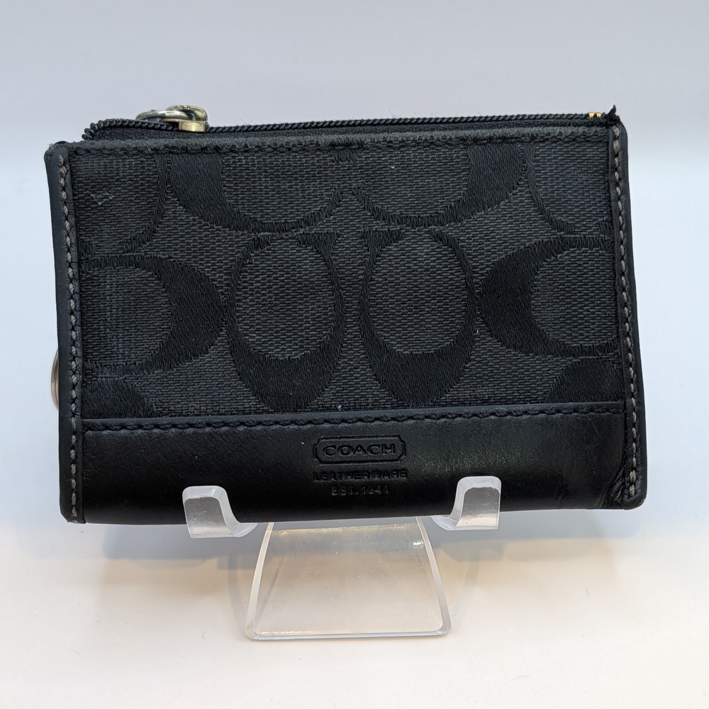 Coach Black Signature Canvas Coin Pouch GUC